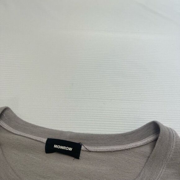 Monrow Grey Crewneck Pullover Long Sleeve Shirt Size Small - Picture 2 of 8